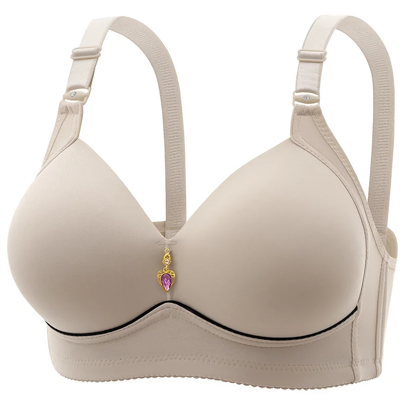 Womens Bra New Non-magnetic Thin Cup Glossy Comfortable Breathable Gathered Large Size No Underwire