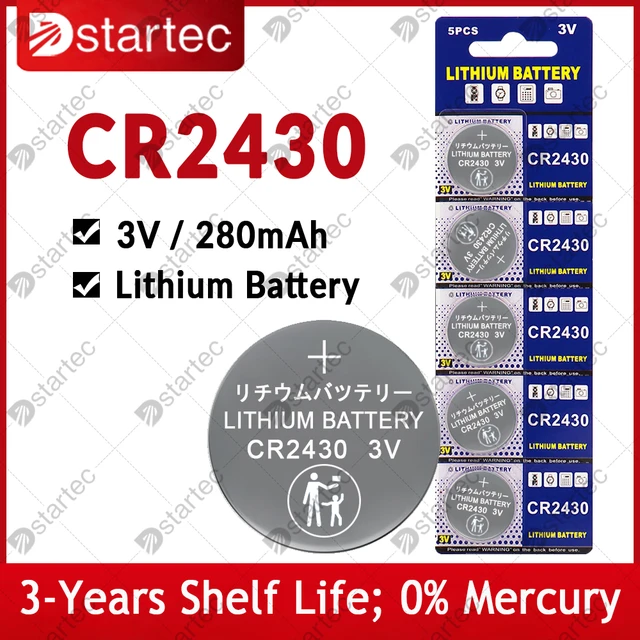 Pile au lithium CR2430 3V CR 2430 DL2430 BR2430 280mAh, bouton Coin 24.com  pour porte