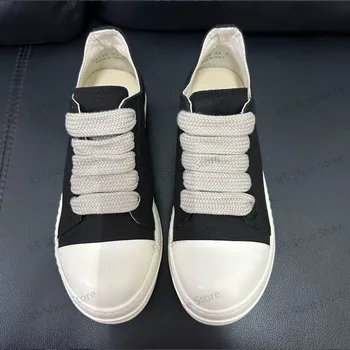 Ro Classic Designer Men Sneaker Low Top Shoe Women Black Canvas Casual Shoes Luxury Versatile Jumbo Laces Retro Flat Sneakers 1