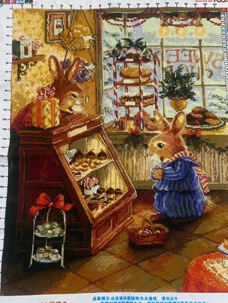 (Finished product) Pure handmade cross stitch finished Peter Rabbit 56 * 72 cm
