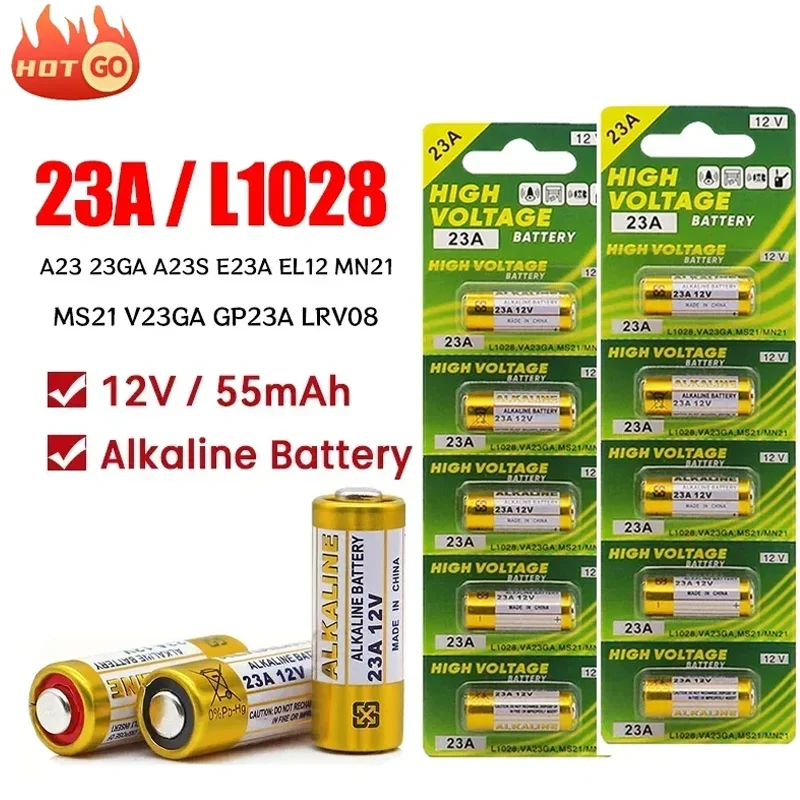 10PCS A23 23A12V Alkaline Battery 23GA A23S E23A EL12 MN21 MS21 V23GA L1028 GP23A LRV08 for Remote Control Doorbell Dry Batteria alkaline battery disposable battery