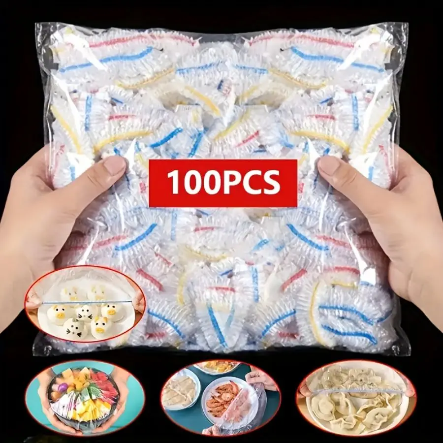 100pcs Reusable Elastic Food Bowl Protective Covers,Stretchable Cover,Suitable For Different Sizes 2.0-9.5 inch Bowls And Plates