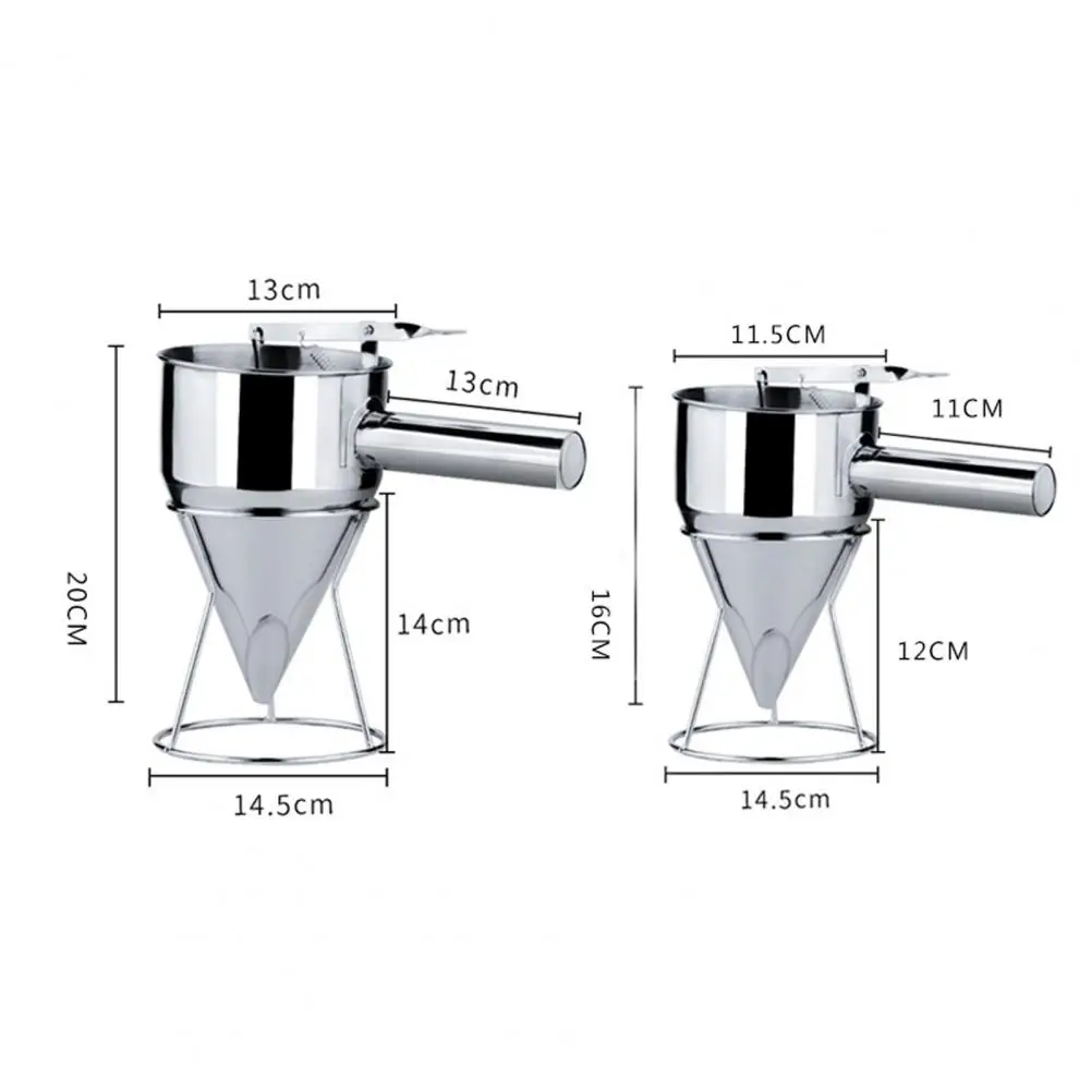 Stainless Steel Funnel 600ml/1200ml Kitchen Funnel Dispenser Rack Cupcake Pancake- Batter Maker Octopus Fish Ball Dessert Tool