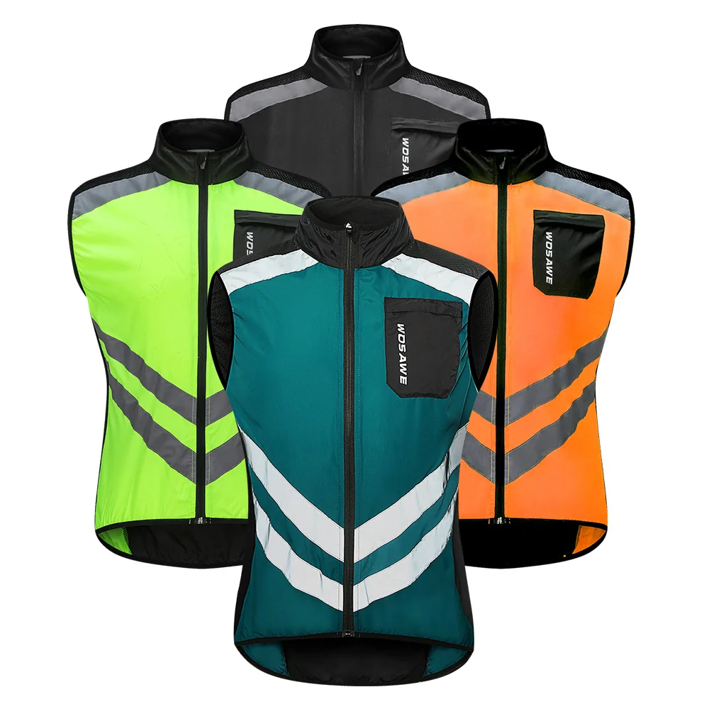 

Men's Spring and Autumn Mountain Bike Cycling Windbreaker Jacket Vest Reflective Water Repellent Skin Short Sleeve Top Light