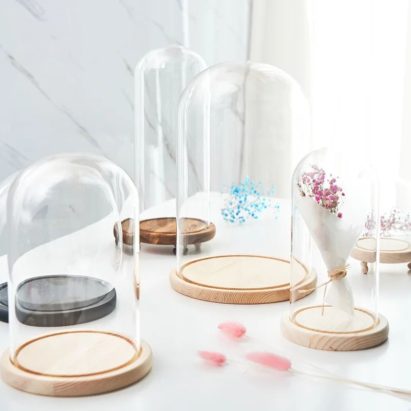 Dia15cm 18cm Wedding Glass Crafts Domes Tent Wholesale Glass Cover Dome Roofing Flower Jar Glass Display Dome House 6