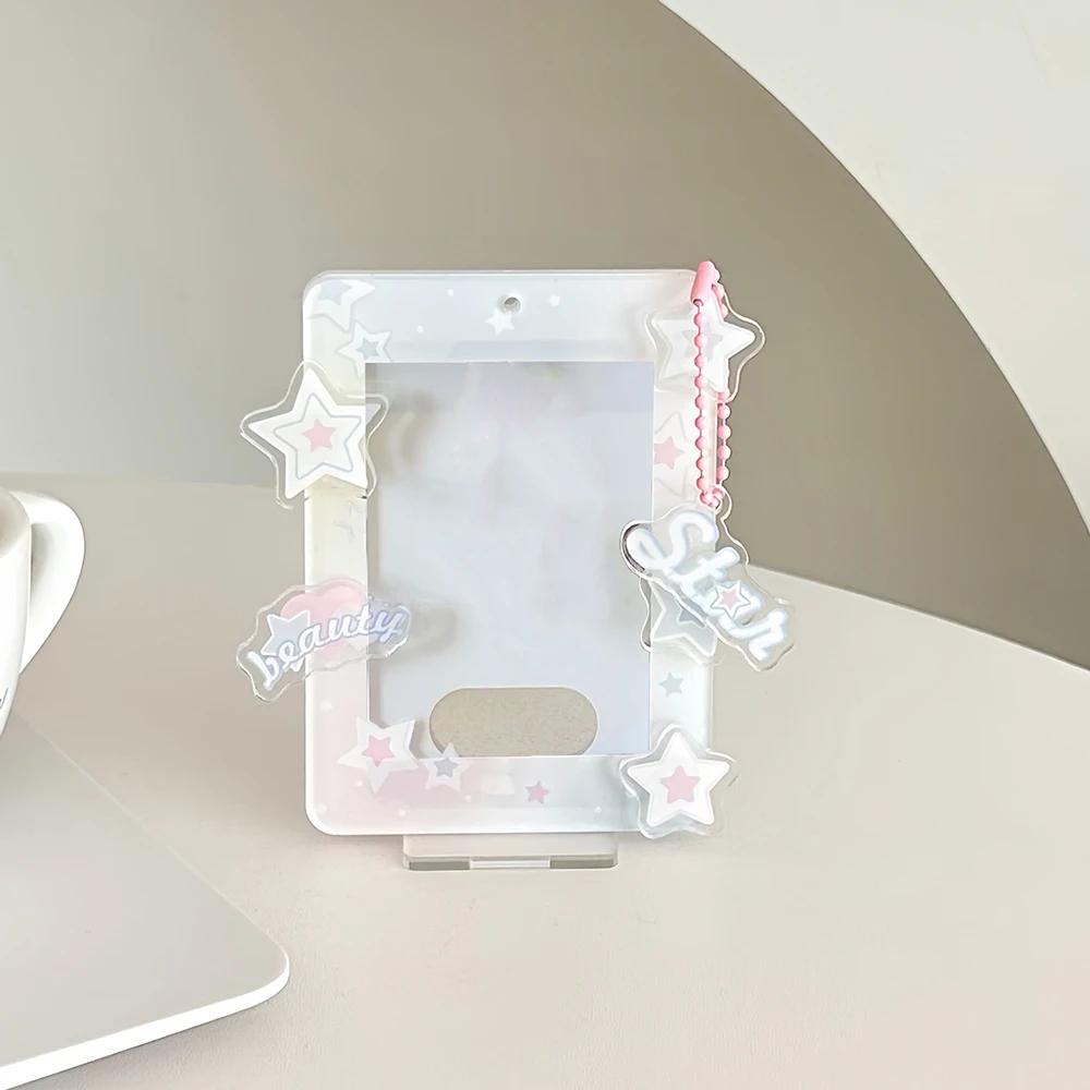 3inch Star Series Cute Sweet Photo Protection Photocard Frame Card Display Stand Desktop Decor Photo Holder Acrylic Card Sleeve