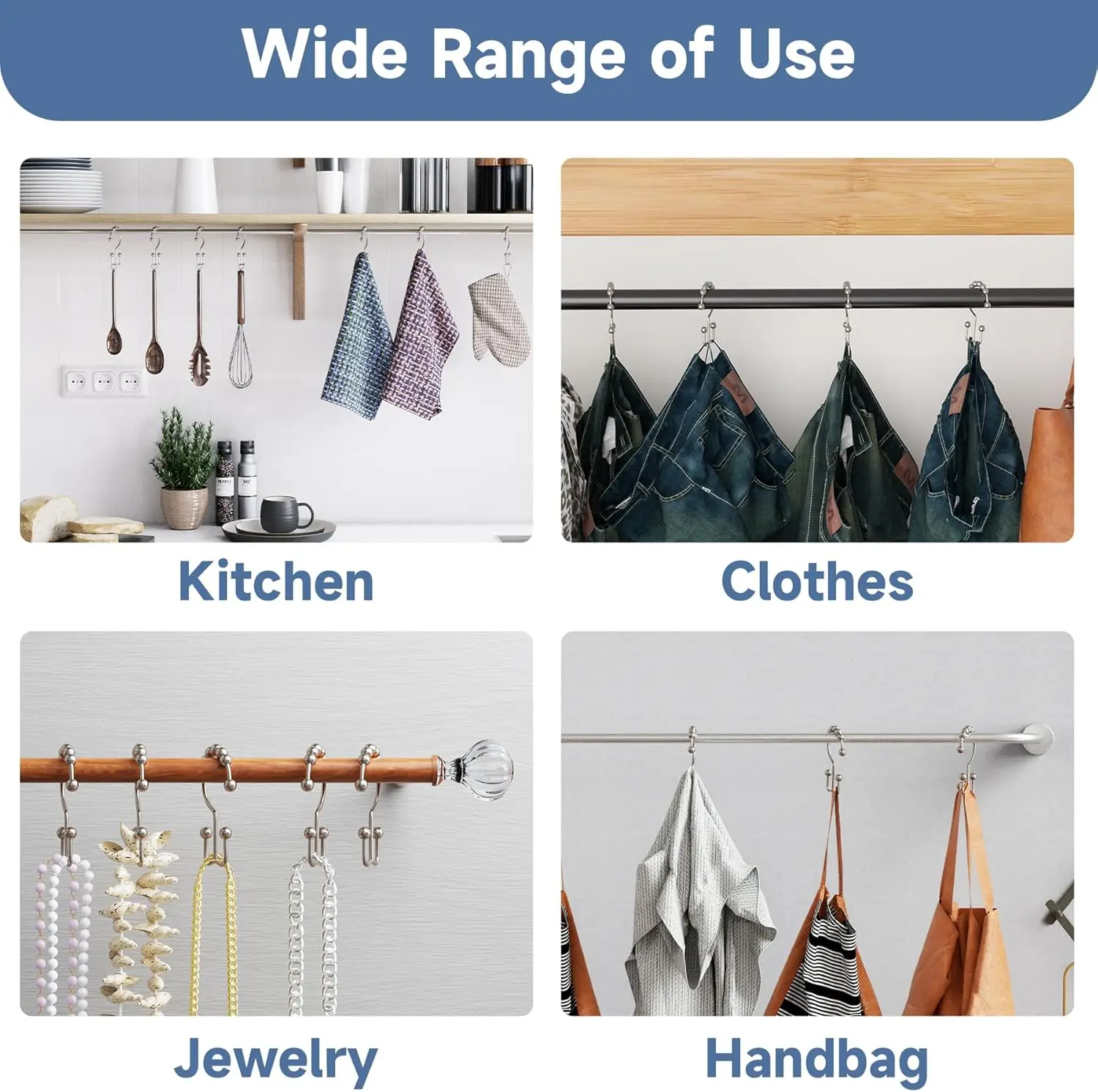 12pcs Shower Curtain Hook Ring Used for Bathroom Shower Bar Rust Proof Metal Iron Material Double Sliding Hook Ring