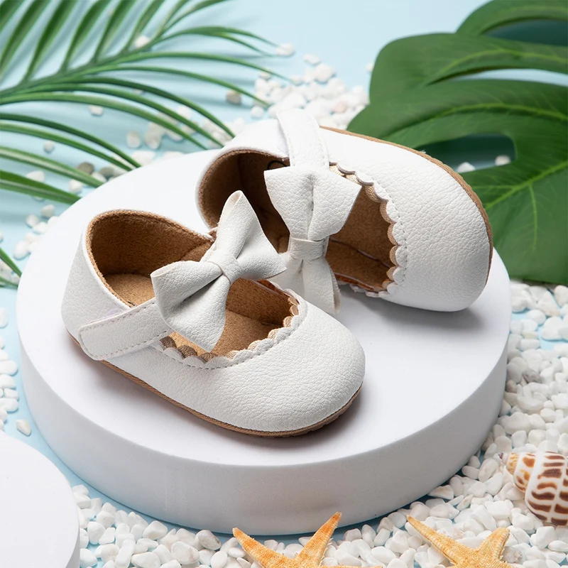 Baby Shoes Infant Baby Girls Soft Sole Bowknot Princess Wedding Dress Flats Prewalker Newborn Light Baby Sneaker Shoes
