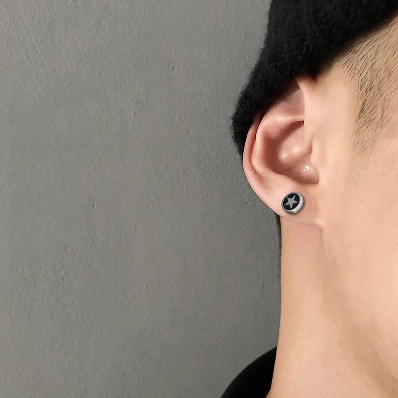 Stainless Steel Barbell Dumbbell Studs Earrings For Men Women Punk Gothic Pattern Earrings Fashion Piercing Jewelry Wholesale 2