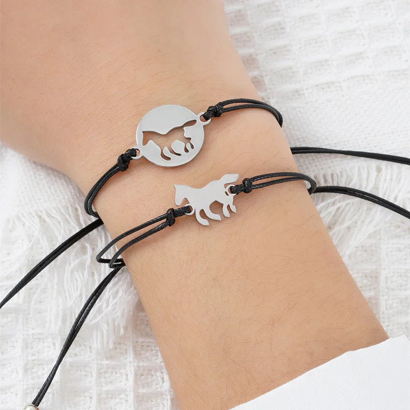 New Horse Butterfly Heart Sisters Card Bracelets Best Friendship Stainless Steel Handmade Birthday Gift Mother's Day Jewelrys