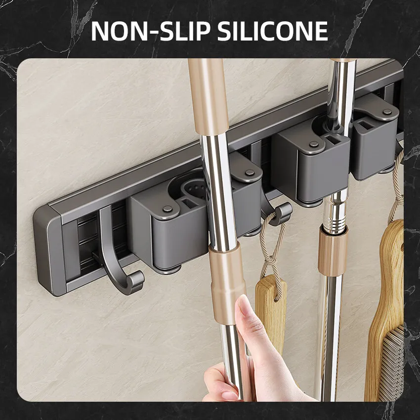 걸레 빗자루 홀더 후크 욕실 도구 보관함 의무 실용적인 클립 후크 주최자 공간 절약형 옷걸이 슬롯 걸레 홀더