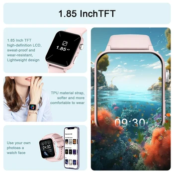 1.85‘’ HD Screen Smartwatch Health Monitoring 100+ Sport Modes Fitness Tracking Bluetooth Smart Watches for Men Women Gifts 2