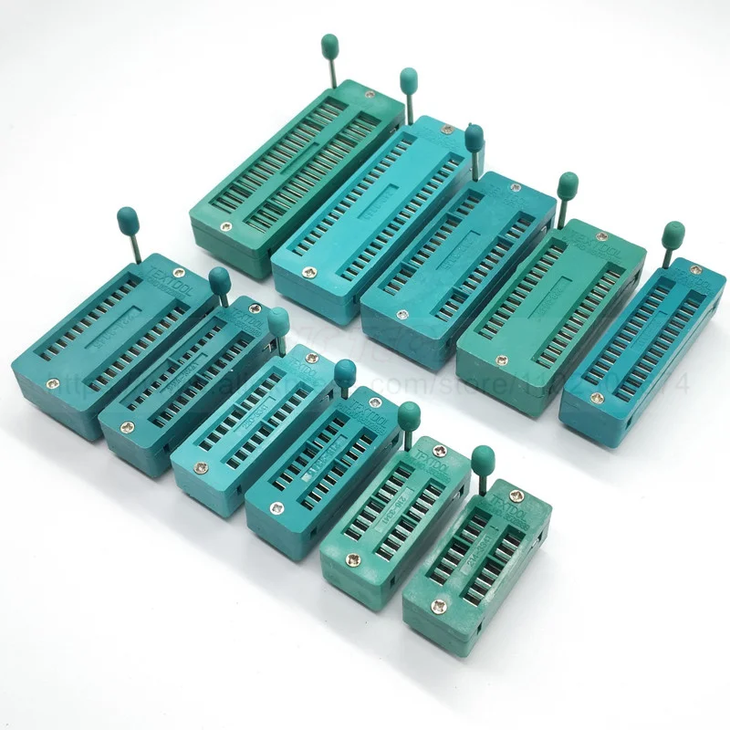 

2 PCS/LOT 14 16 18 20 24 28 32 40 P Pin 2.54 MM Green DIP Universal ZIF IC Socket Test Solder Type