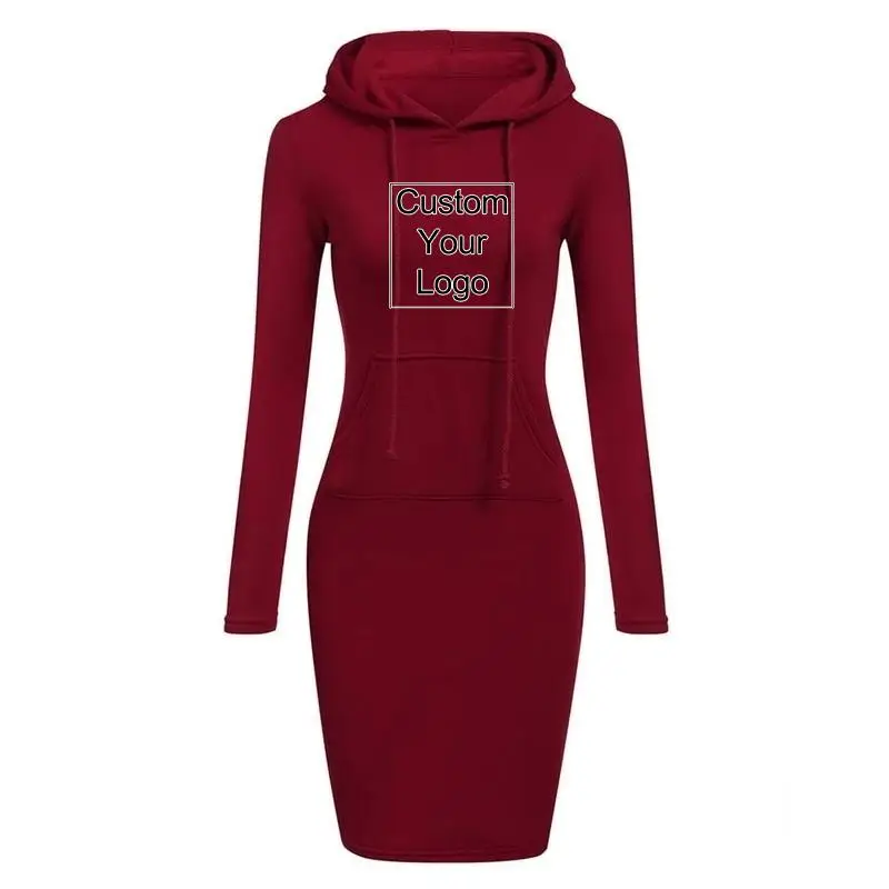 

Custom Women Long Hoodies Sweatshirt Coat Casual Solid Color Hooded Sweatshirts Coat Long Sleeve Outerwear Pullover