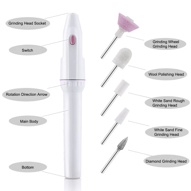 1 PC of Small portable battery type manicure electric polisher remover nail polisher manicure tool electric polisher