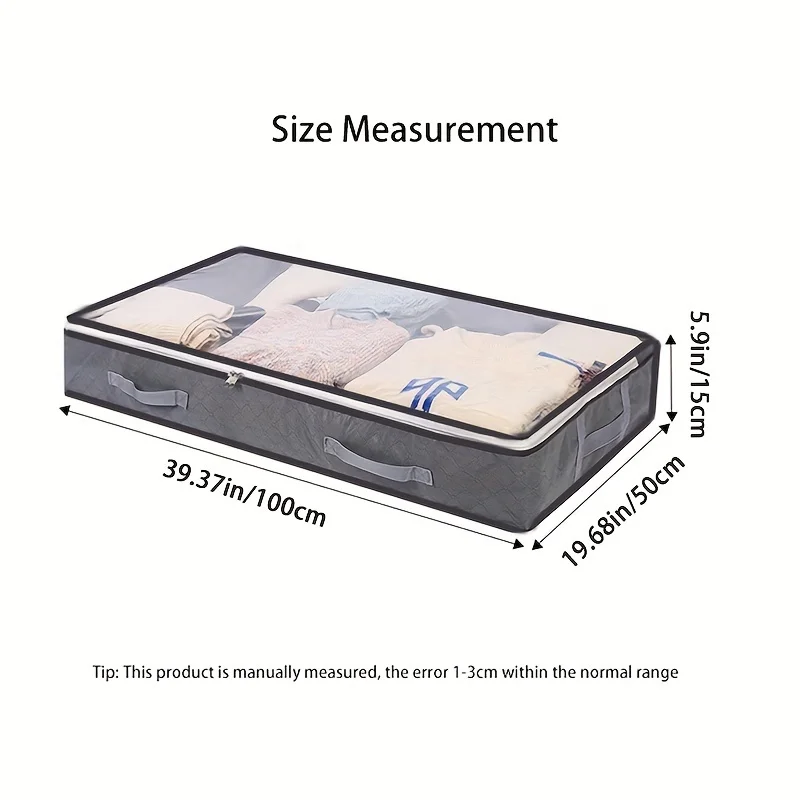 Large Capacity Under Bed Storage Bag Clear Window, Reinforced Handles Foldable Durable Closet Organizer for Blankets Clothing 4