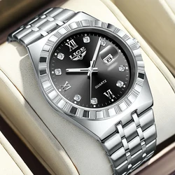LIGE Women's Luxury Quartz Chronograph Waterproof Luminous Watch (Silver black)