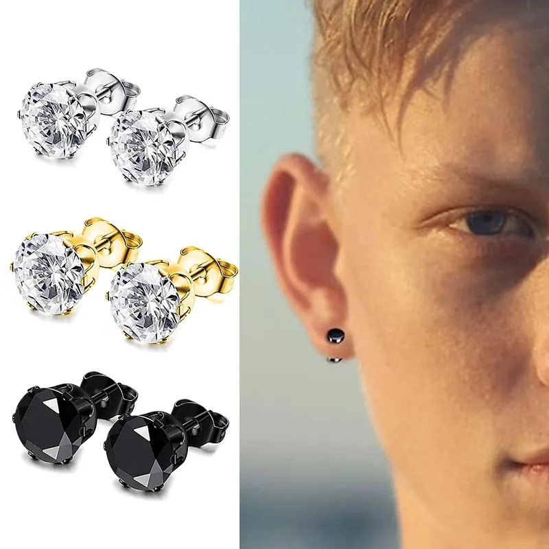 1/15Pairs Punk Stud Earrings Set for Men and Women Gothic Stainless Steel Cartilage Tragus Helix Ear Piercing Jewelry