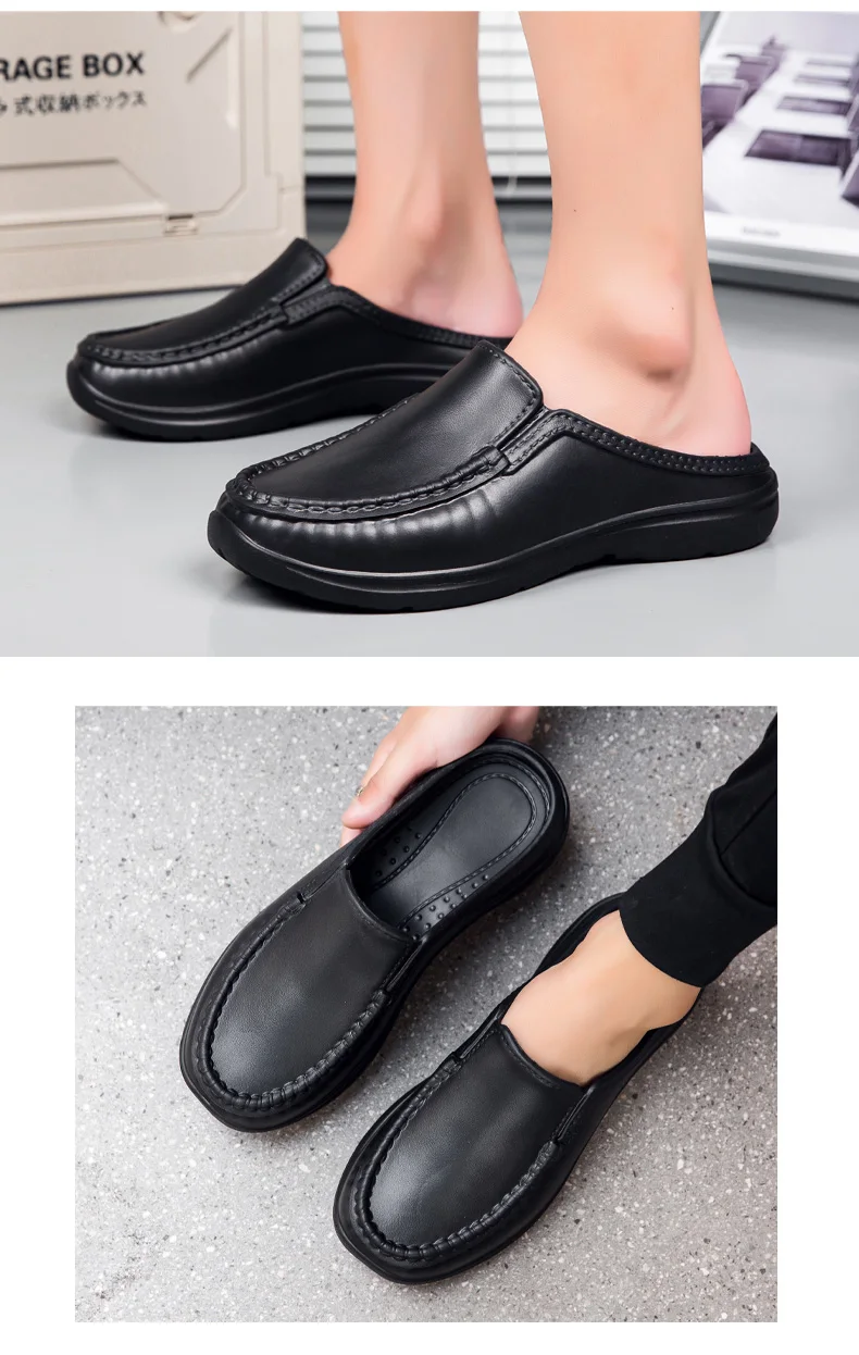 Jumpmore halbe Hausschuhe für Männer Fahr schuhe rutsch feste Kochs chuhe Herren Lederschuhe Eva Schuhe Größe 39-46 Größe 39-46 – Detail 11