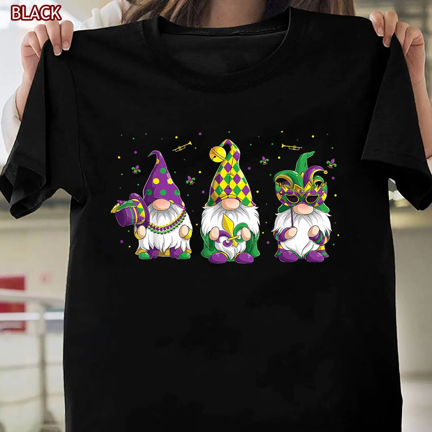 Divertenti Gnomi Jester Beads Mask Mardi Gras Carnival T Shirt Per Maniche Lunghe O Corte