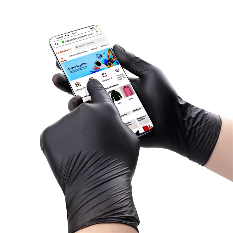 Disposable Gloves 100Pack Housework Strong Black Nitrile PVC Latex Free AntiStatic Garden Pet Care Tattoo Work Oil-proof