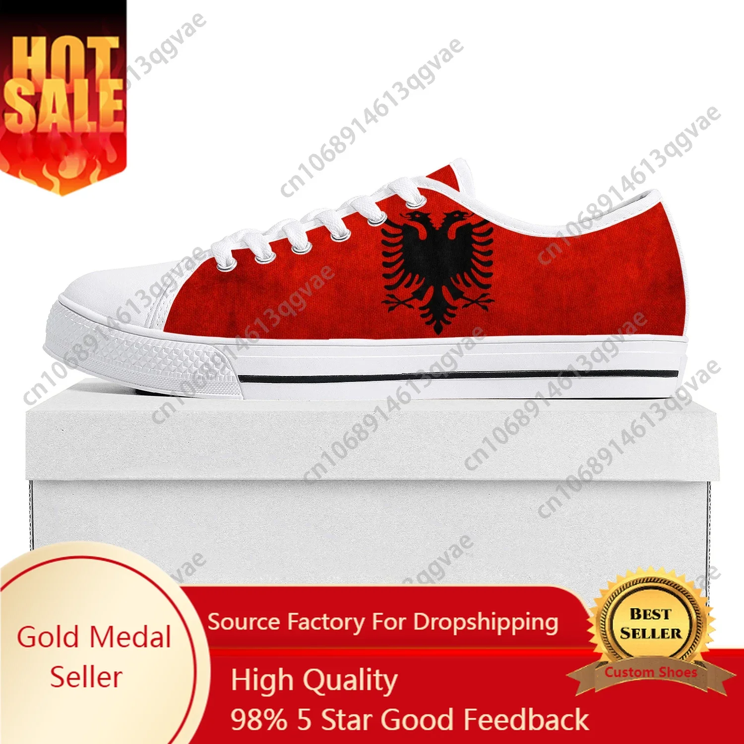 

Albanian Flag Low Top High Quality Sneakers Mens Womens Teenager Canvas Sneaker Albania Prode Casual Couple Shoes Custom Shoe