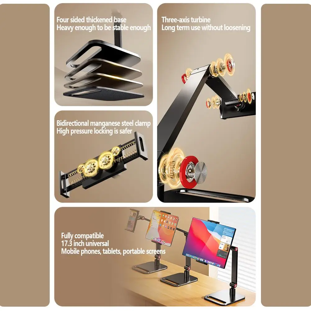 Portable Monitor Desk Holder Metal Stand 16 Inch Universal Expandable Display Base Vesa Mount External Vertical Screen Expansion