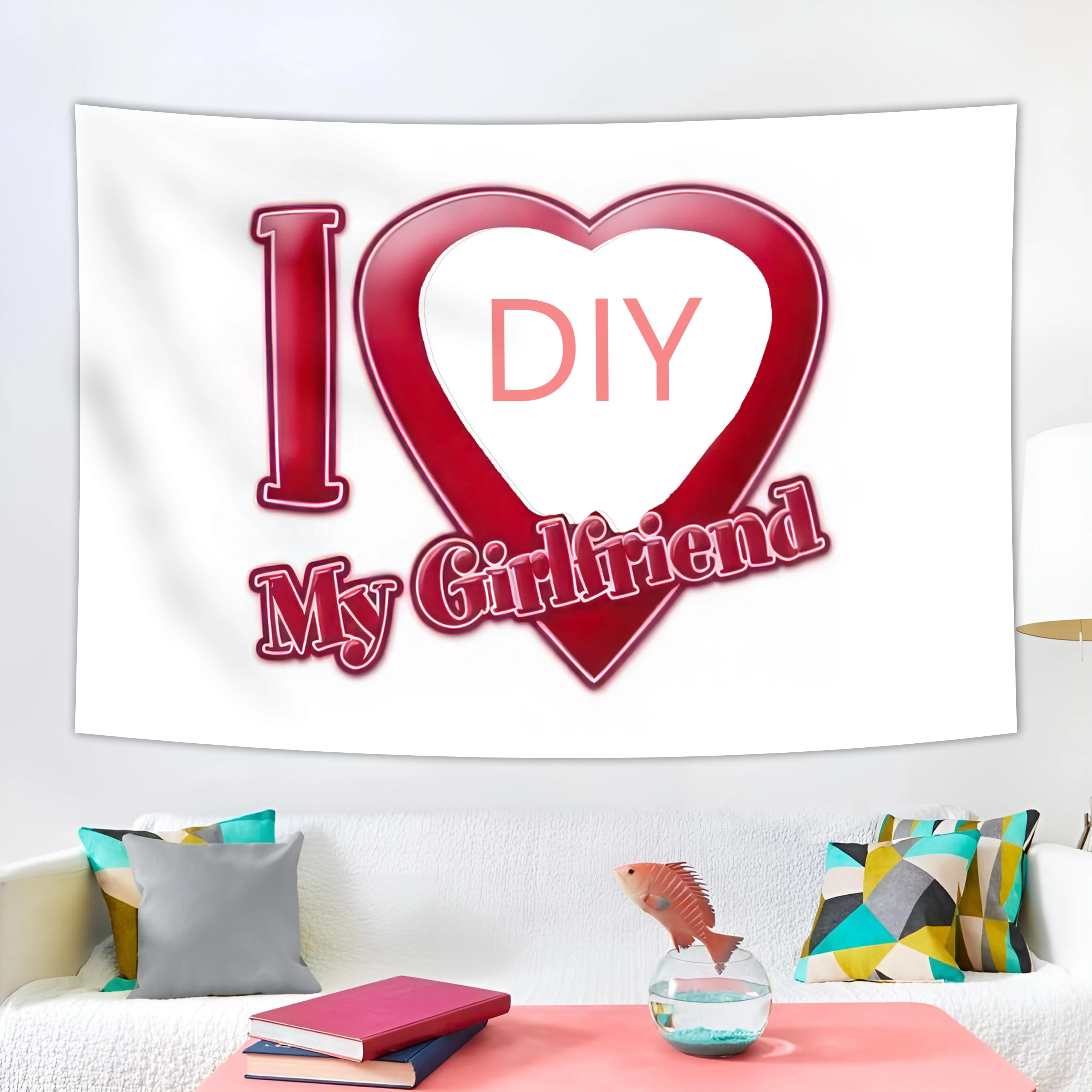 

I Love My Boyfriend/Girlfriend Diy Custom Tapestry Surprise Gift Flag