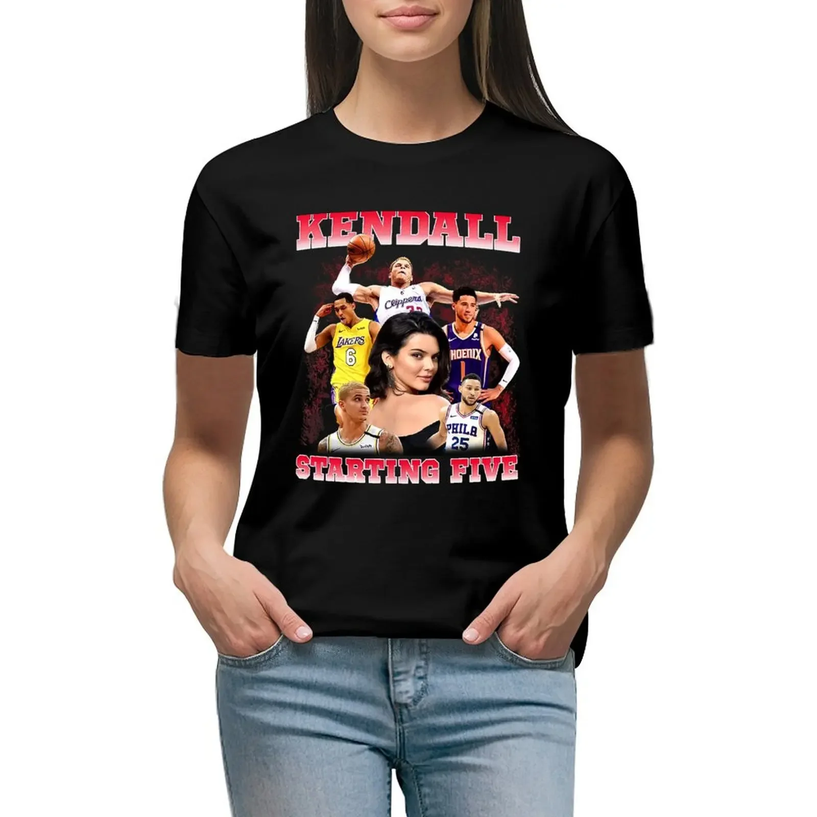 

Kendall Jenner Starting Five T-shirt anime clothes graphics female t-shirts for Women pack