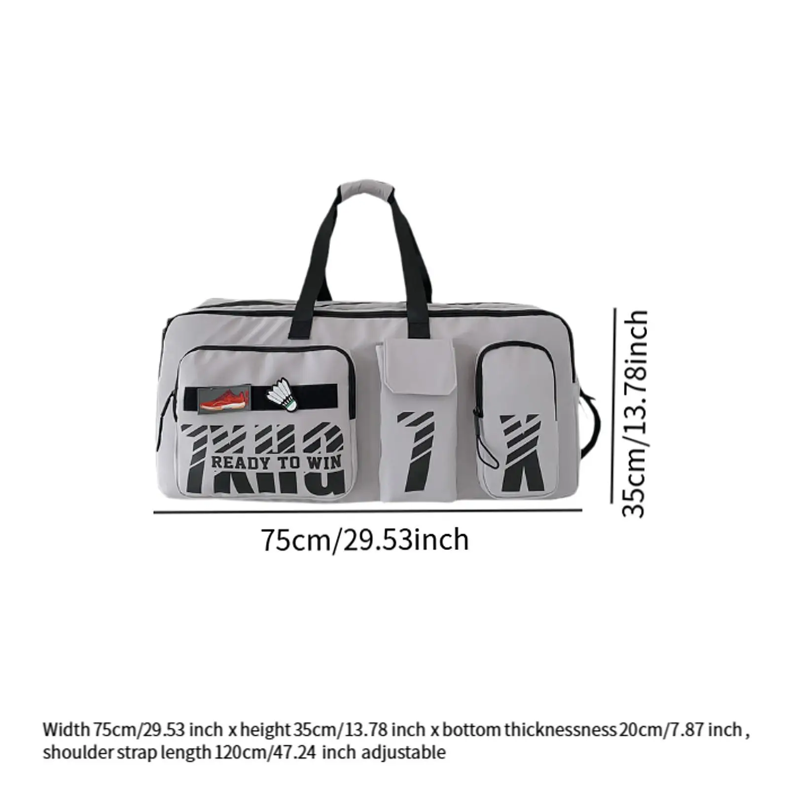 Badminton Bag for Adults Racquet Carry Bag Zipper Closure Waterproof Duffle Bag with Shoe Compartment for Professional Athletes 6