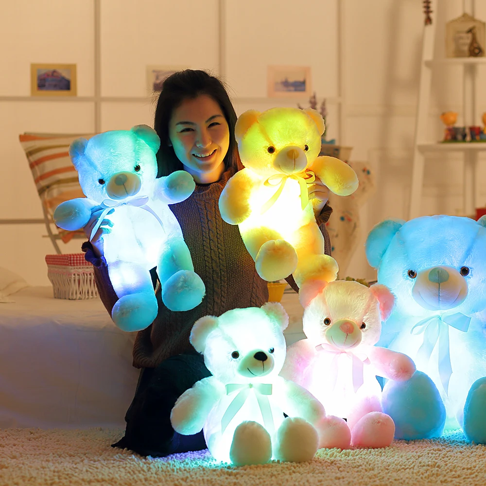 32-50cm Luminous Creative Light Up LED Teddy Bear Stuffed Animals Plush Toy Colorful Glowing Teddy Bear Christmas Gift for Kid, plush dolls toys