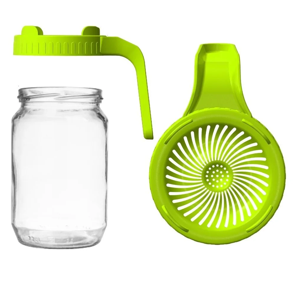 Green Sprouting lids Germination Mesh with handle Mason Jar Lid Plastic 86mm Sprout Cover Bean For sprouting jars kit