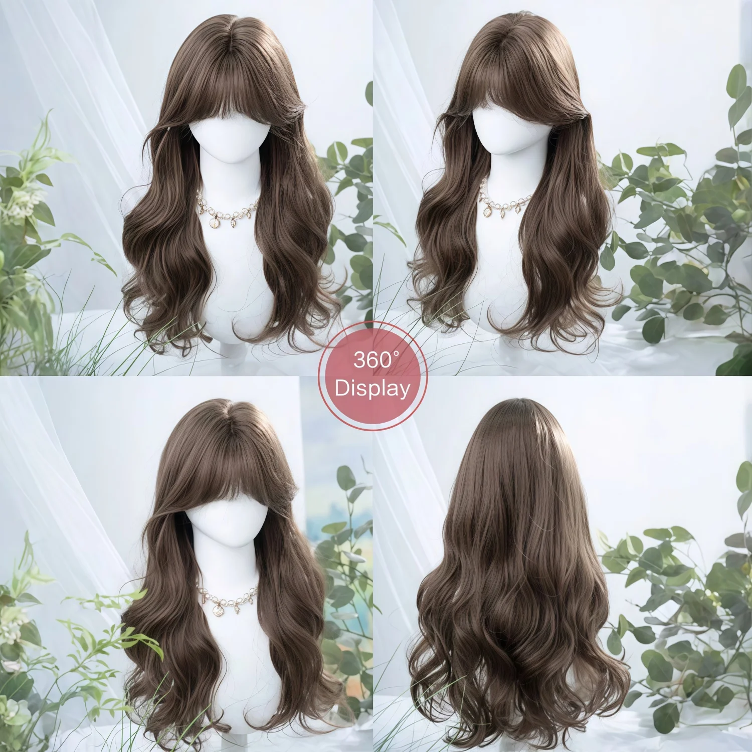 Synthetic Heat-Resistant Wig, Black-Brown Curly Hair with Bang Suitable for Daily Wear, Birthdays, Heat-Resistant Fiber - 3