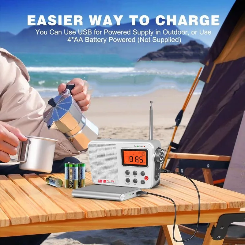 Mini Portable DSP Radio Large LCD Display FM AM SW Radios Built-in Speaker 3.5mm Headphones Jack Alarm Clock Radio Sleep Timer