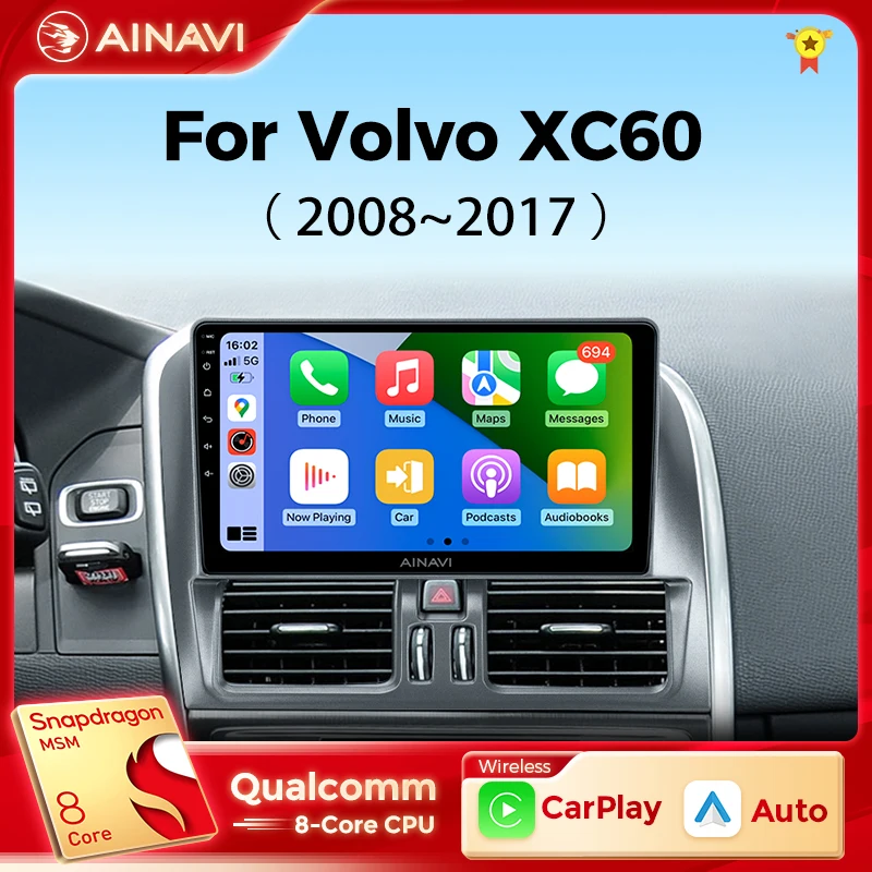 Android Autoradio Für Volvo XC60 2008-2013 - 9 Zoll Mit Wireless Carplay & Android Auto