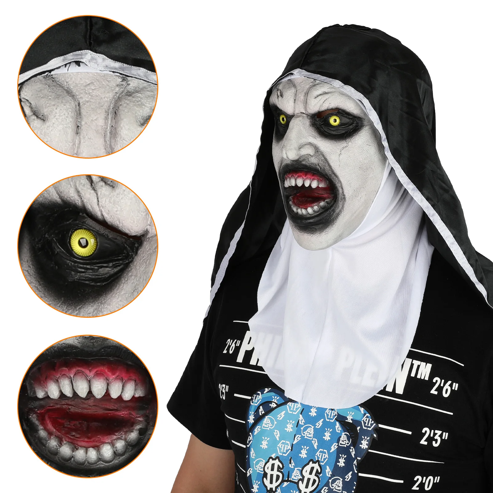 Ghost Nun Mask Cosplay Horror Movie The Conjuring Latex Full Face Helmet Halloween Masquerade Party Scary Headwear Prop