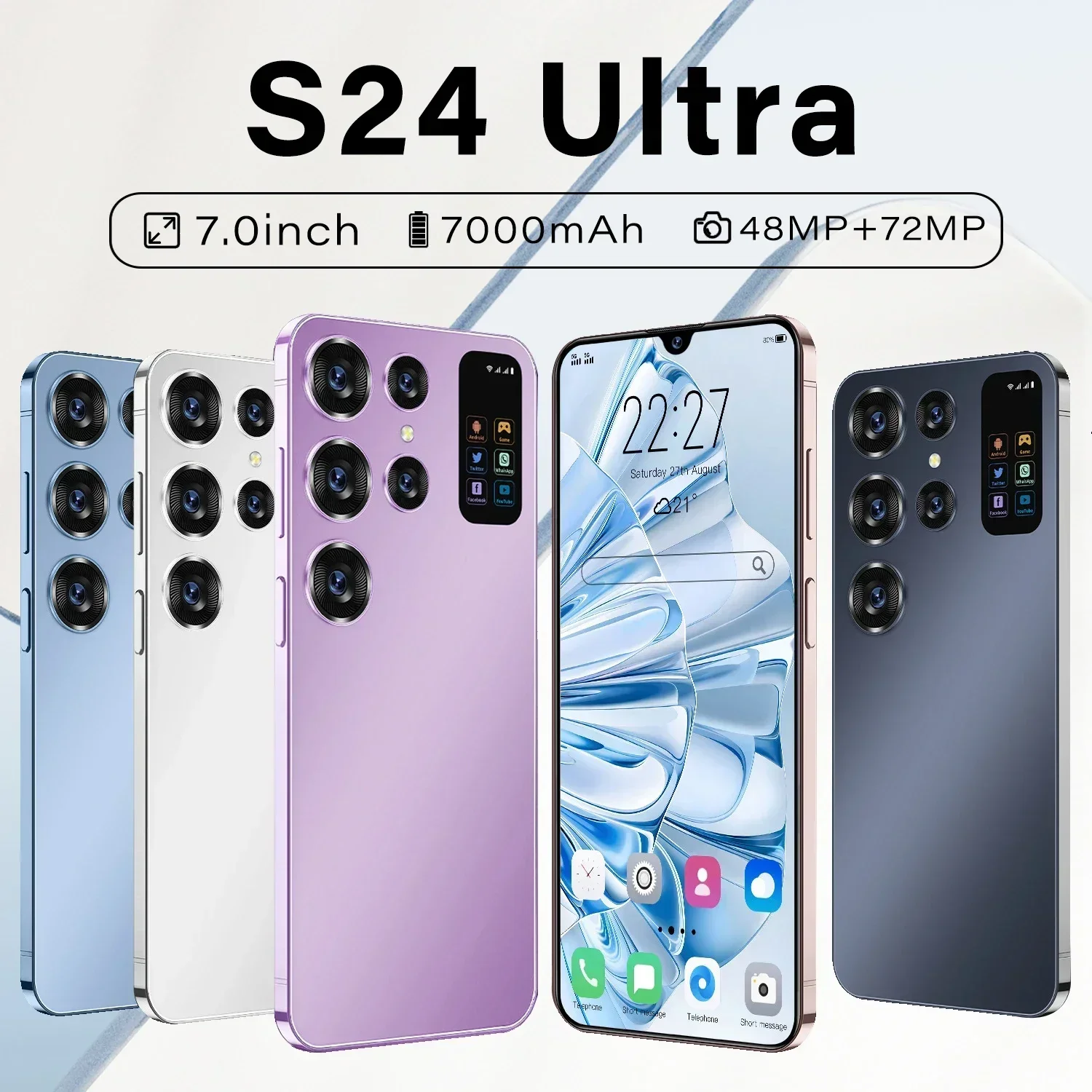 

New S24 Ultra Flagship Smartphone Quad-core 16GB+1TB 6.8-inch NFC E-SIM 6800MAh Battery 50MP+108MP 100% Full Color Gamut UHD+