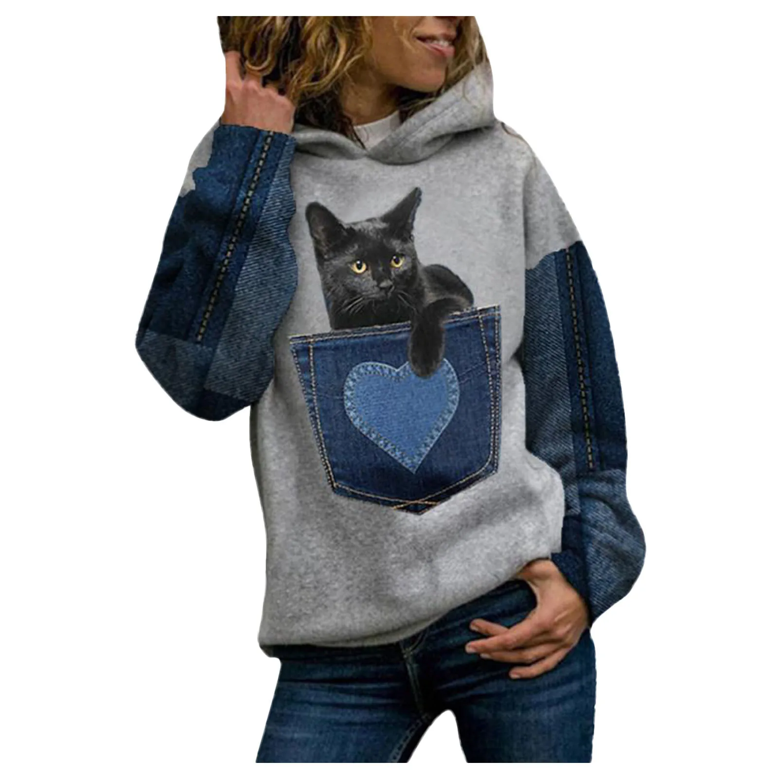 

2023 New Women's 3D T-Shirt O-Neck Long Sleeve Cat Puppy Fashion Animal Cute Pet Print Fashion Casual Streetwear