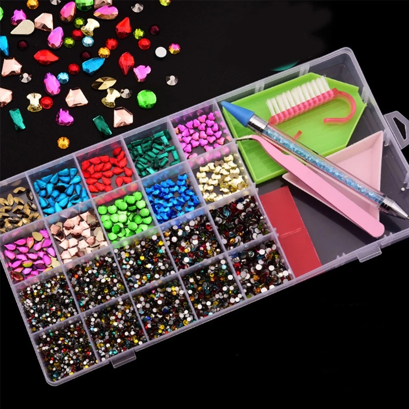 Q1QD Flatback Nail Jewels Irregular Rhinestones AB Crystal Nail Art Set Rhinestones Nail Gems Iridescent Clear