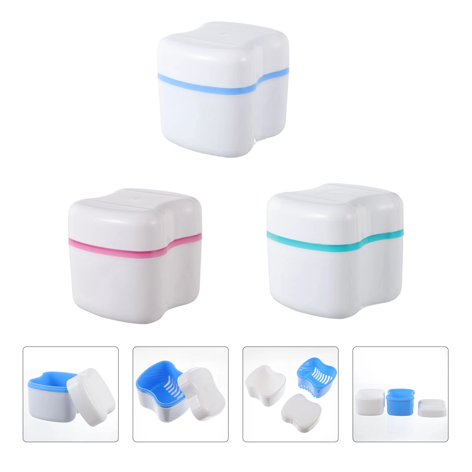 

3pcs Dental Retainer Case Denture Mouth Guard Storage Box Container