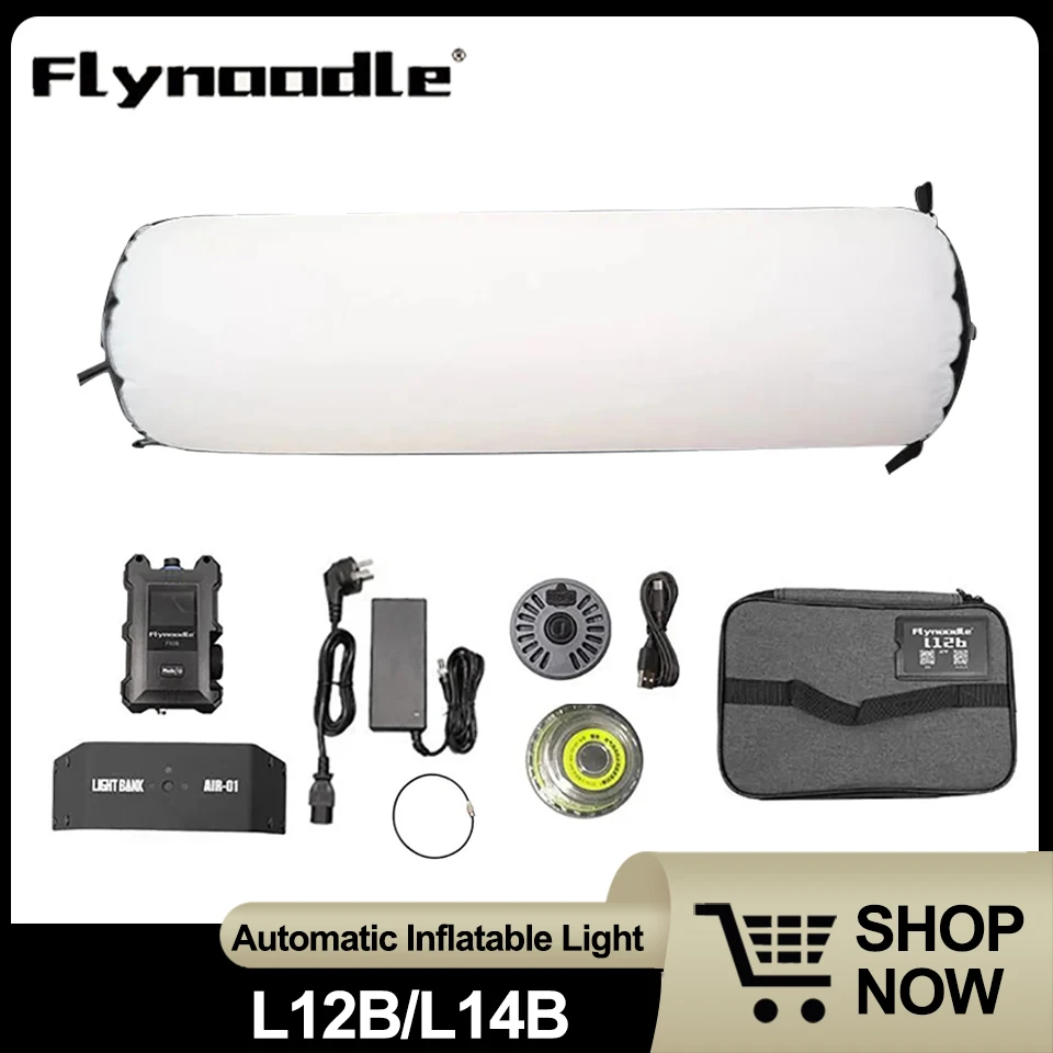 

Flynoodle L12B/L14B Fully Automatic Inflatable Felxible Light 2700-6000K Bi-color Video Lighting for Photography App Control