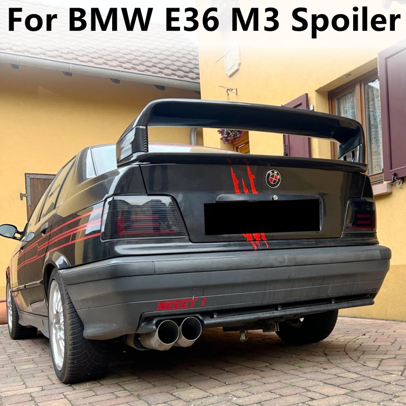 Per Bmw E36 M3 Spoiler 1990-2000 Bmw Serie M3 Gt Style Spoiler E36 Series 3 Coupe Abs Plastica Materail Spoiler Nero