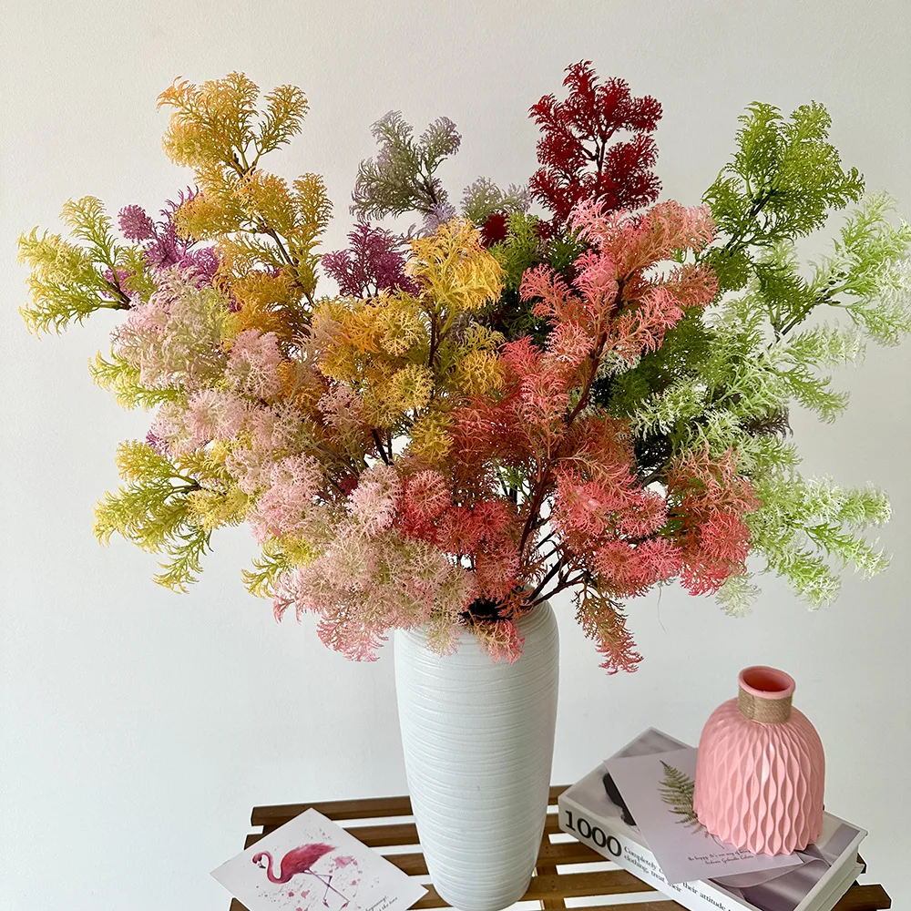 5 Stück Künstliche Blumen, Kieferngras, Plastikpflanzen, Garten-Hochzeits-Hintergrunddekoration, Künstliche Nebelblumen, Heimdekoration, Party-Blumen