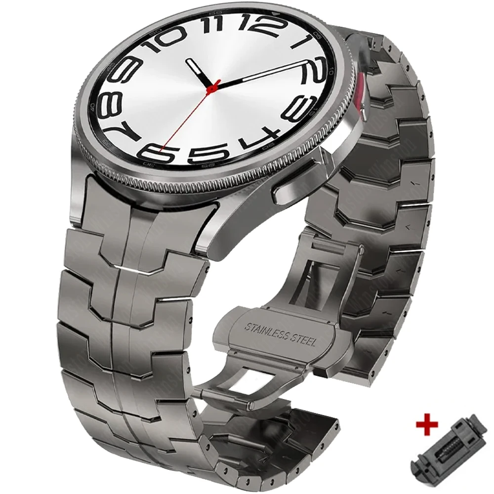 حزام من الفولاذ المقاوم للصدأ لساعة سامسونج جالاكسي 6 5 4 كلاسيكي 47 ملم 43 ملم 42 46 ملم 45 ملم بدون فجوات سوار معدني 40 44 ملم