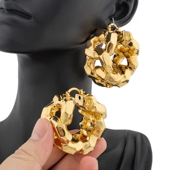 Hoop Earrings Flower Shaped Copper Gold Color Copper Drop Earrings For Woman 2023 Fashion Party Girls Jewelry Accessory