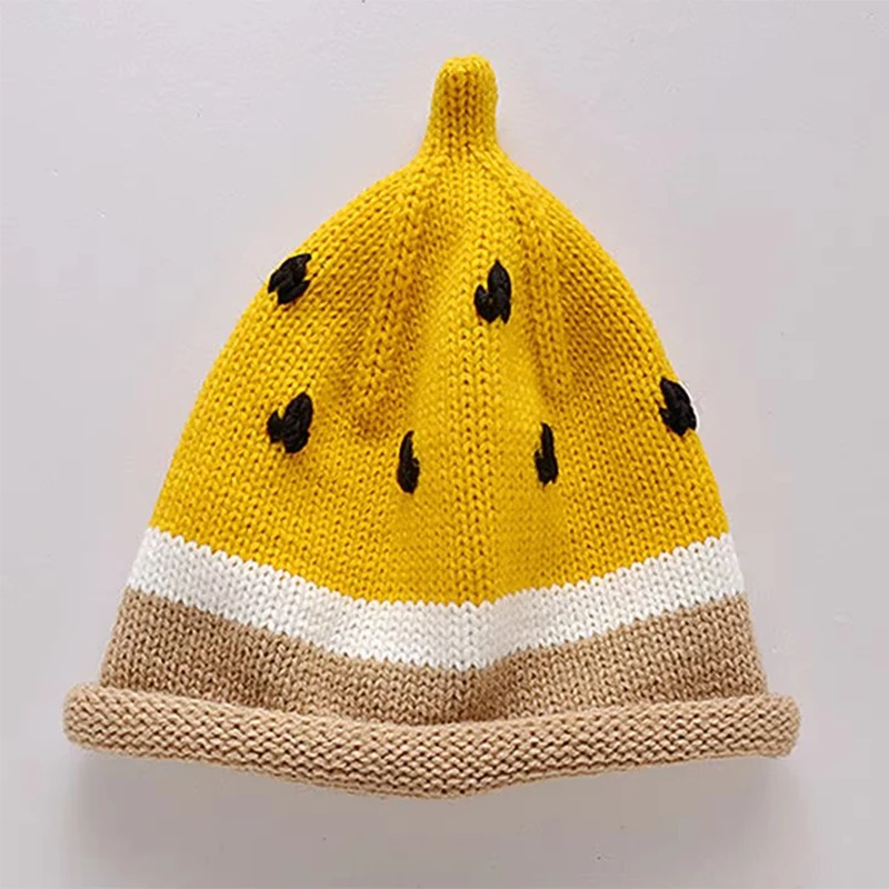 Baby hand knitted fruit hat children watermelon hat autumn winter lovely wool warm cover cap