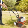 Gas Powered Garden Tiller Cultivator 43cc 2-Cycle Engine Scarifier Adjustable Height 0-3.94” 1