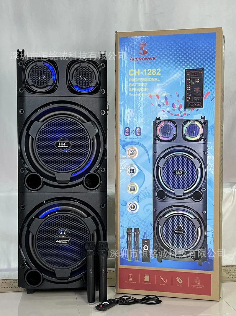 

60W High-Power Dual 12 inch Bluetooth Speaker Portable Stereo Surround Wireless Subwoofer Square Dance Outdoor Speaker With Mic