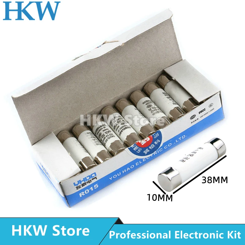 Fast Blow Ceramic Fuse ceramic fuse fast acting fuse 10*38 10x38mm 500V 0.5A 1A 2A 4A 5A 6A 8A 10A 16A 20A 32A RO15 RT18 RT14 R015 5pcs