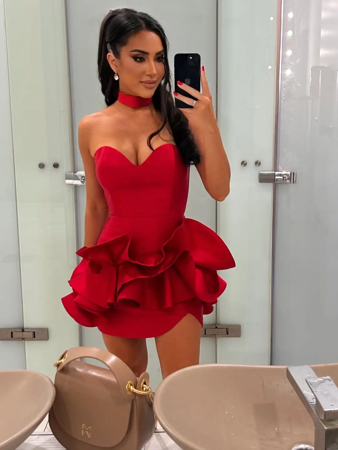 Radia May Customized Sexy Red Short Prom Dress Sweetheart Ruffles Satin Cocktail Party Gowns BP126 4